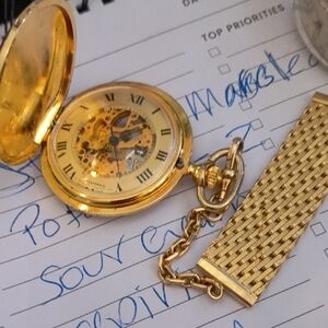 Luxurious Gold Skeleton Pocket Watch